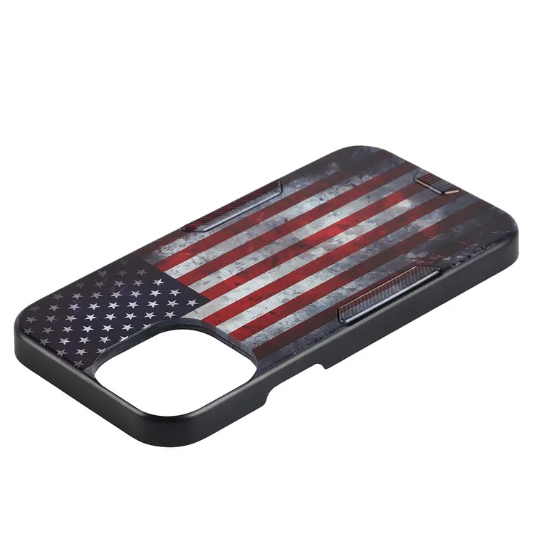 Dustproof Anti-scratch Pattern Printing TPU + PC Phone Case Shell with Strap for iPhone 13 6.1 inch - US Flag