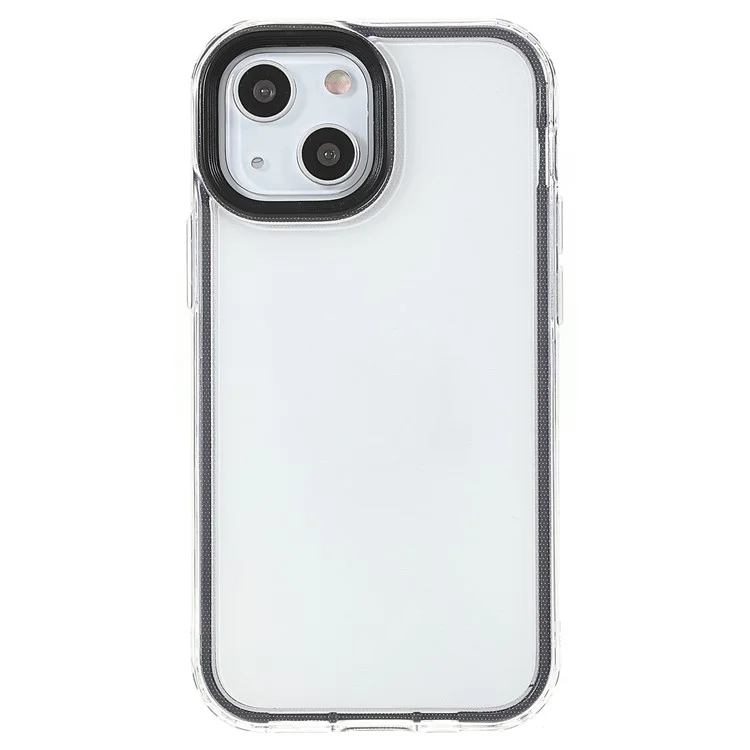 Transparent PC Back Cover + TPU Frame Phone Case Drop-proof Cell Phone Protector for iPhone 13 6.1 inch - Black