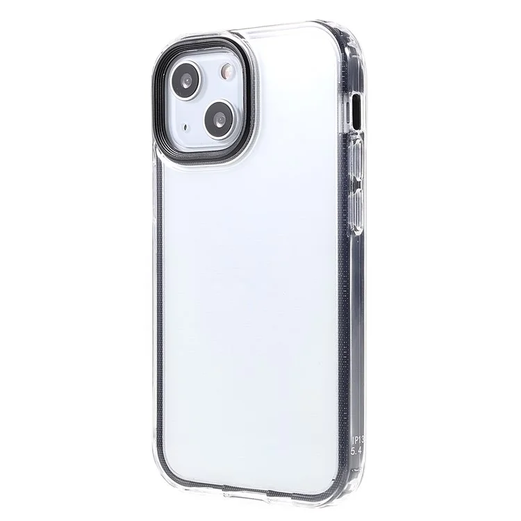 Transparent PC Back Cover + TPU Frame Phone Case Drop-proof Cell Phone Protector for iPhone 13 6.1 inch - Black