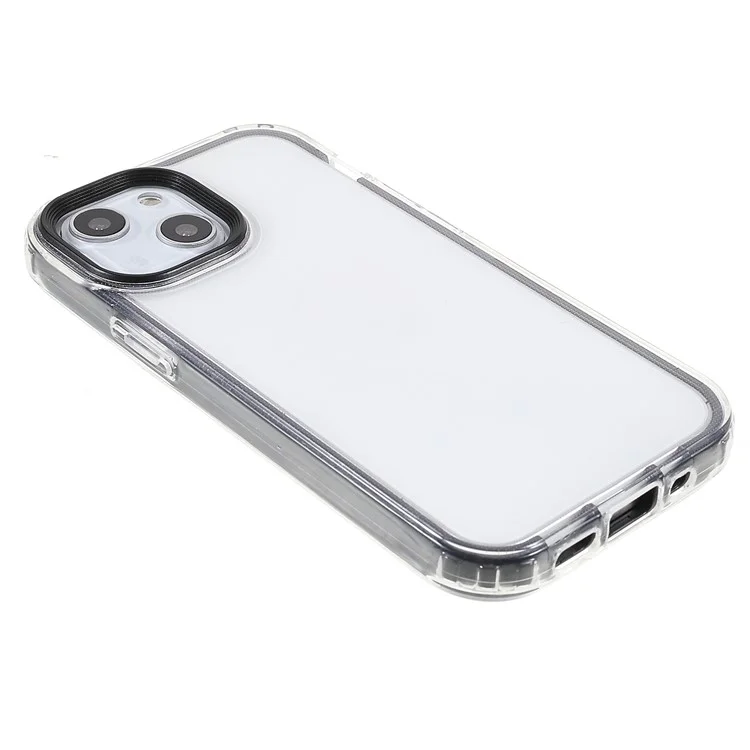 Transparent PC Back Cover + TPU Frame Phone Case Drop-proof Cell Phone Protector for iPhone 13 6.1 inch - Black