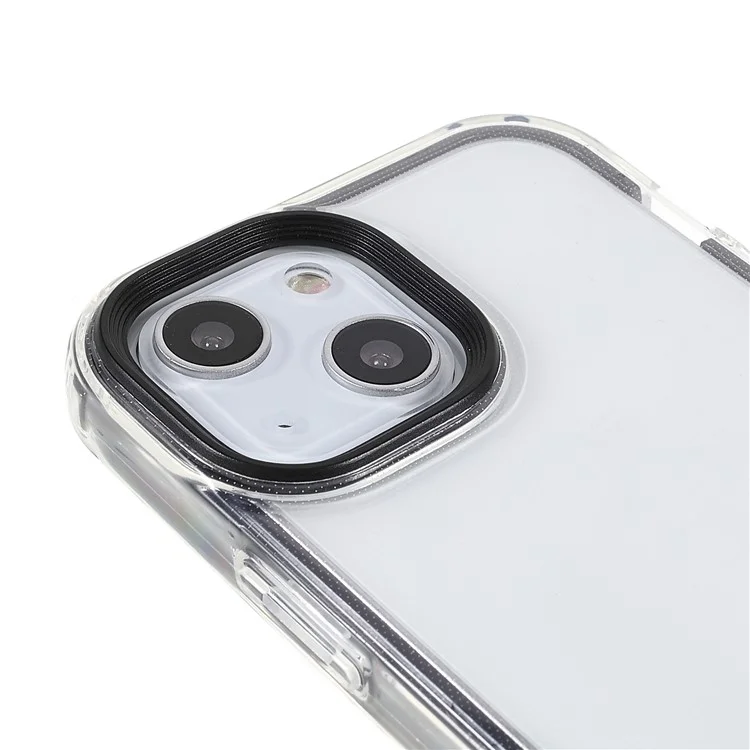 Transparent PC Back Cover + TPU Frame Phone Case Drop-proof Cell Phone Protector for iPhone 13 6.1 inch - Black