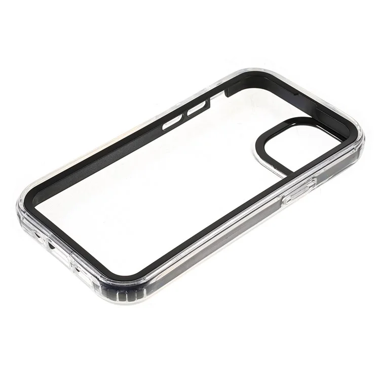 Transparent PC Back Cover + TPU Frame Phone Case Drop-proof Cell Phone Protector for iPhone 13 6.1 inch - Black