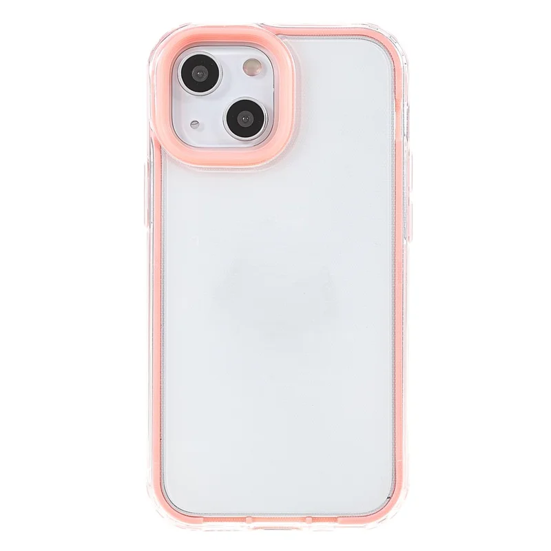 Transparent PC Back Cover + TPU Frame Phone Case Drop-proof Cell Phone Protector for iPhone 13 6.1 inch - Pink