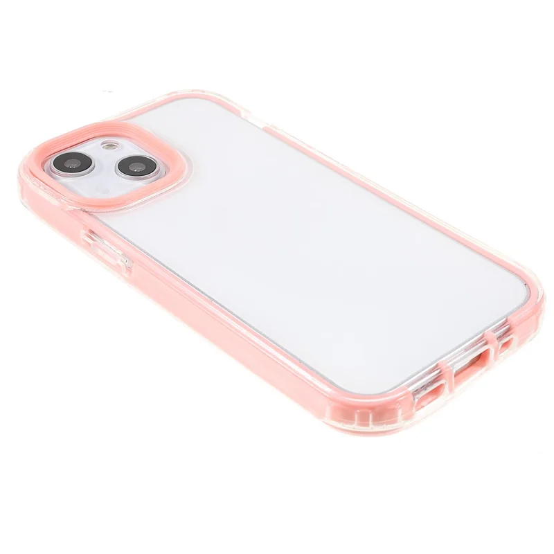 Transparent PC Back Cover + TPU Frame Phone Case Drop-proof Cell Phone Protector for iPhone 13 6.1 inch - Pink