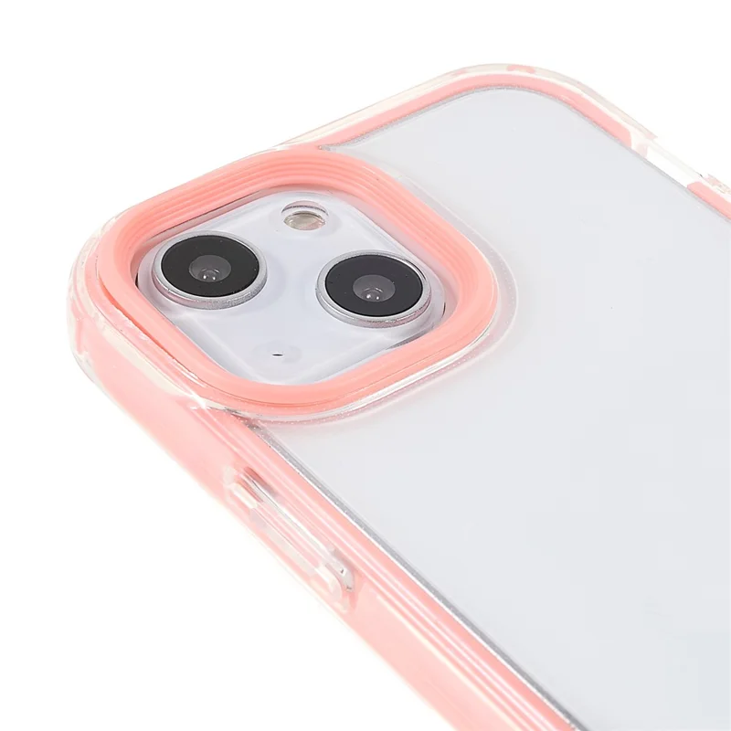 Transparent PC Back Cover + TPU Frame Phone Case Drop-proof Cell Phone Protector for iPhone 13 6.1 inch - Pink