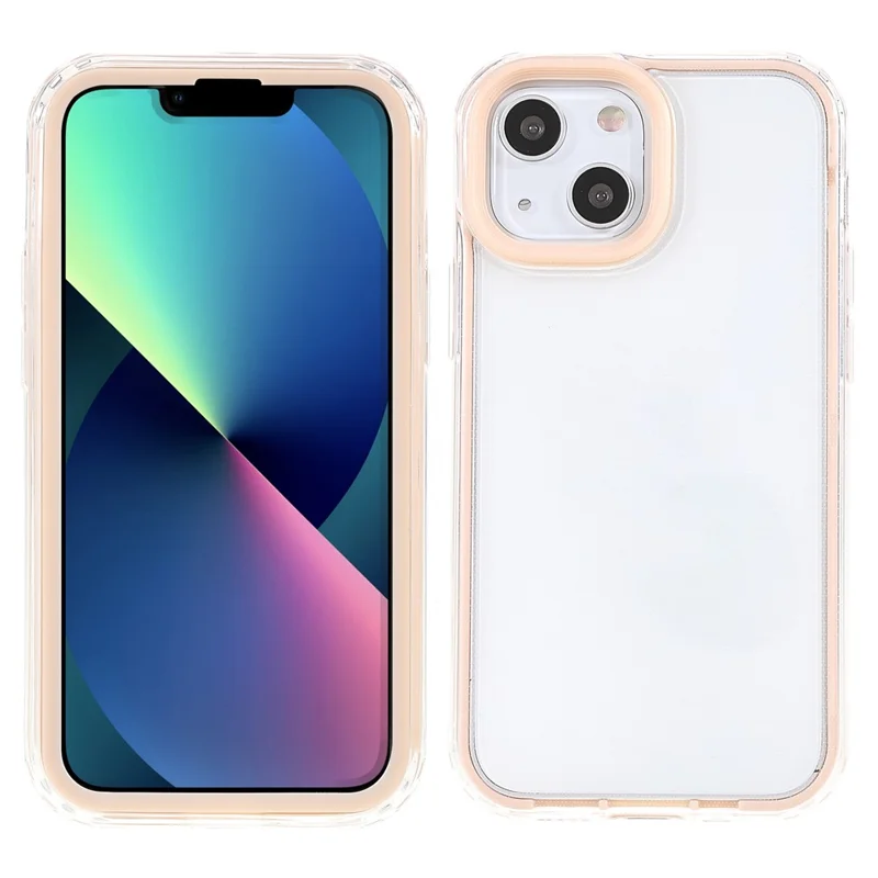 Transparent PC Back Cover + TPU Frame Phone Case Drop-proof Cell Phone Protector for iPhone 13 6.1 inch - Light Pink