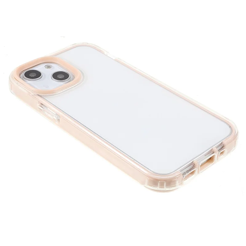Transparent PC Back Cover + TPU Frame Phone Case Drop-proof Cell Phone Protector for iPhone 13 6.1 inch - Light Pink