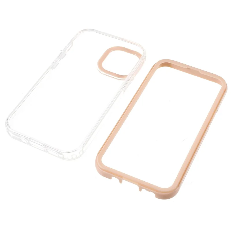 Transparent PC Back Cover + TPU Frame Phone Case Drop-proof Cell Phone Protector for iPhone 13 6.1 inch - Light Pink