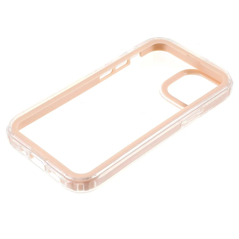 Transparent PC Back Cover + TPU Frame Phone Case Drop-proof Cell Phone Protector for iPhone 13 6.1 inch - Light Pink