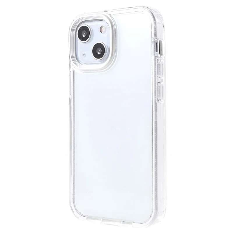Transparent PC Back Cover + TPU Frame Phone Case Drop-proof Cell Phone Protector for iPhone 13 6.1 inch - White