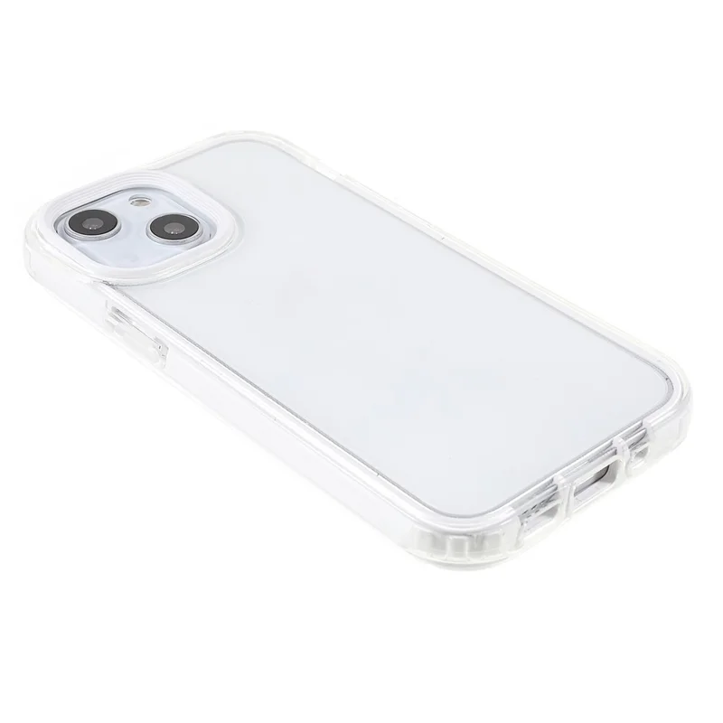 Transparent PC Back Cover + TPU Frame Phone Case Drop-proof Cell Phone Protector for iPhone 13 6.1 inch - White