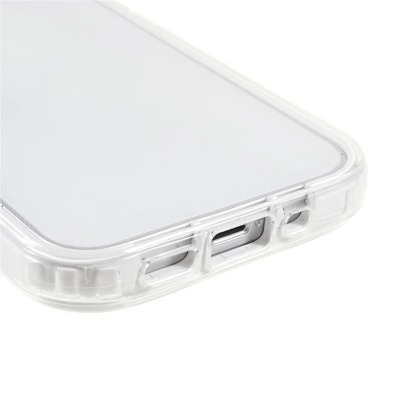 Transparent PC Back Cover + TPU Frame Phone Case Drop-proof Cell Phone Protector for iPhone 13 6.1 inch - White