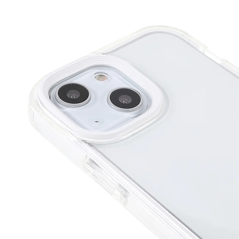 Transparent PC Back Cover + TPU Frame Phone Case Drop-proof Cell Phone Protector for iPhone 13 6.1 inch - White