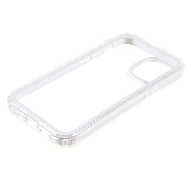 Transparent PC Back Cover + TPU Frame Phone Case Drop-proof Cell Phone Protector for iPhone 13 6.1 inch - White