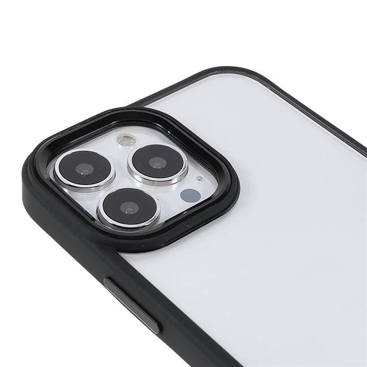 Étui de protection en acrylique anti-rayures + TPU avec cadre en métal pour objectif de caméra pour iPhone 13 Pro 6,1 pouces - Noir