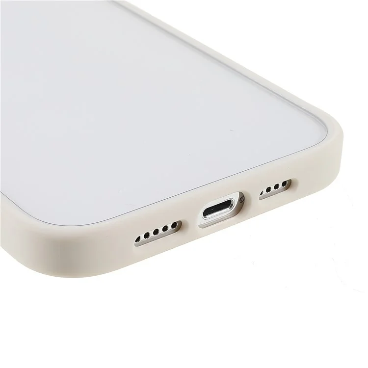 Metal Camera Lens Frame Acrylic Back Cover + TPU Bumper Hybrid Phone Case for iPhone 13 Pro Max 6.7 inch - White