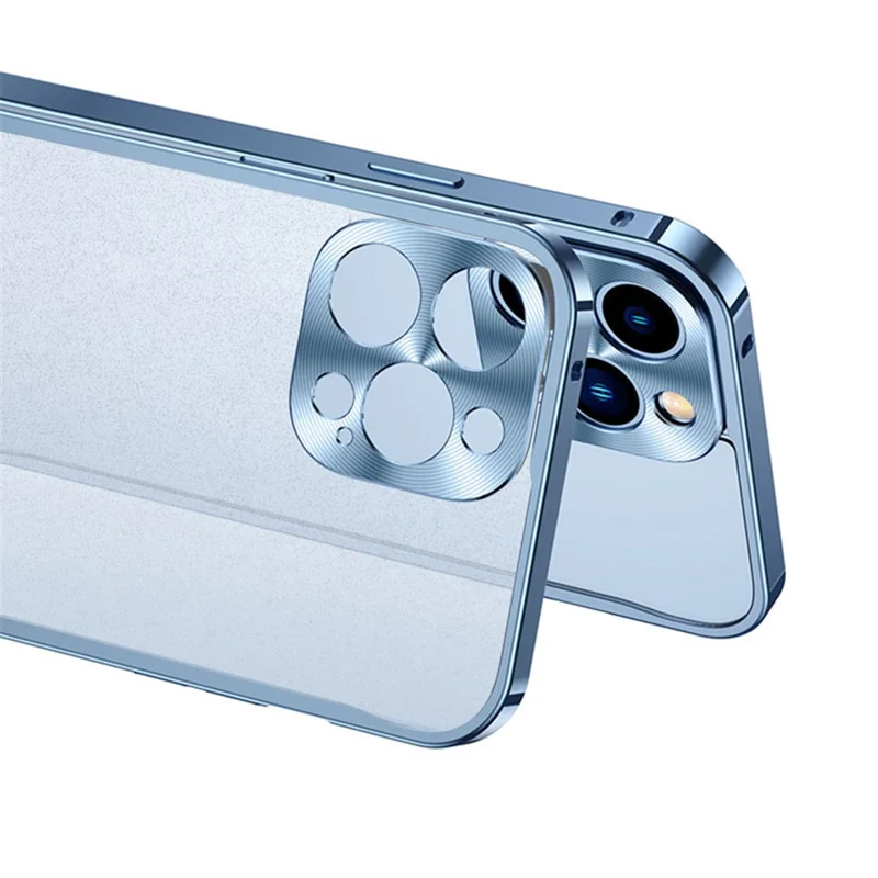 For iPhone 13 Pro Max 6.7 inch Matte Mobile Phone PC + Metal Hybrid Case Protective Shell - Black