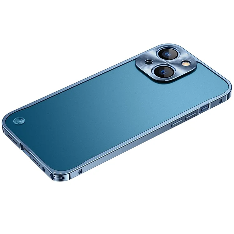 Pour iPhone 13 mini 5.4 pouces Coque de protection anti-chute hybride en PC + métal Coque de téléphone portable mate - Bleu