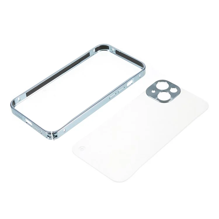 Pour iPhone 13 mini 5.4 pouces Coque de protection anti-chute hybride en PC + métal Coque de téléphone portable mate - Bleu