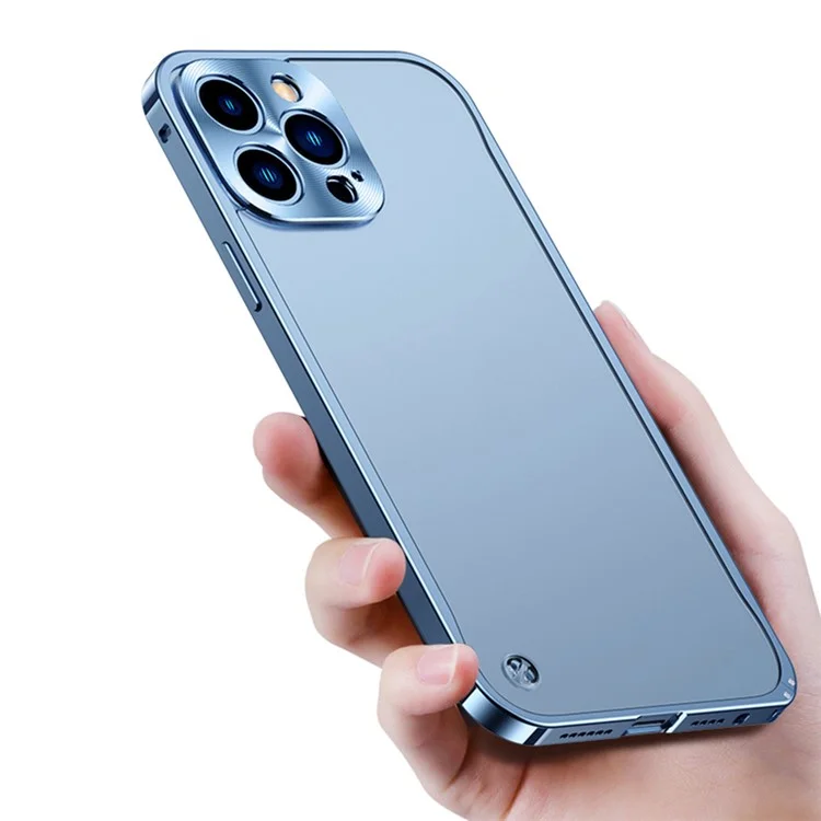 Für iPhone 13 Pro 6.1 Zoll Anti-Kratzer PC + Metall Hybrid Case Matte Mobiltelefon Schale - Blau