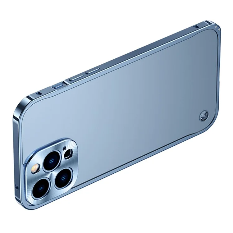 Für iPhone 13 Pro 6.1 Zoll Anti-Kratzer PC + Metall Hybrid Case Matte Mobiltelefon Schale - Blau