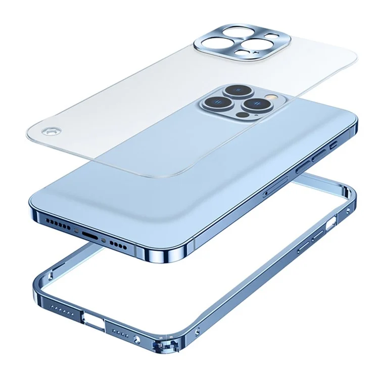 Für iPhone 13 Pro 6.1 Zoll Anti-Kratzer PC + Metall Hybrid Case Matte Mobiltelefon Schale - Blau