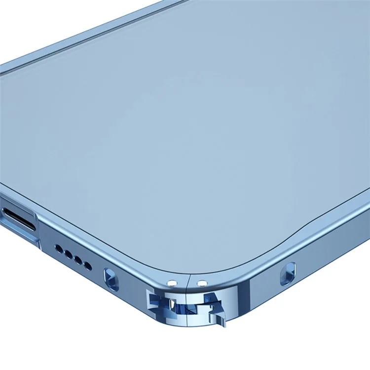 Für iPhone 13 Pro 6.1 Zoll Anti-Kratzer PC + Metall Hybrid Case Matte Mobiltelefon Schale - Blau