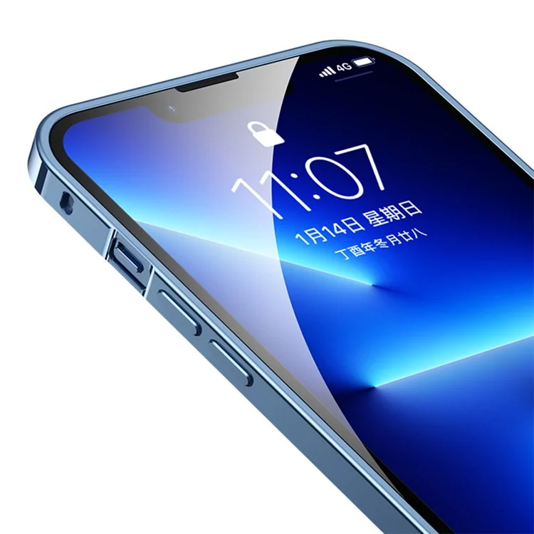 Für iPhone 13 Pro 6.1 Zoll Anti-Kratzer PC + Metall Hybrid Case Matte Mobiltelefon Schale - Blau