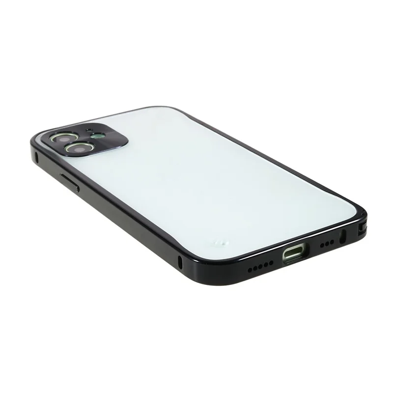 For iPhone 12 6.1 inch Drop-resistant Hard PC + Metal Matte Hybrid Phone Case Shell - Blue
