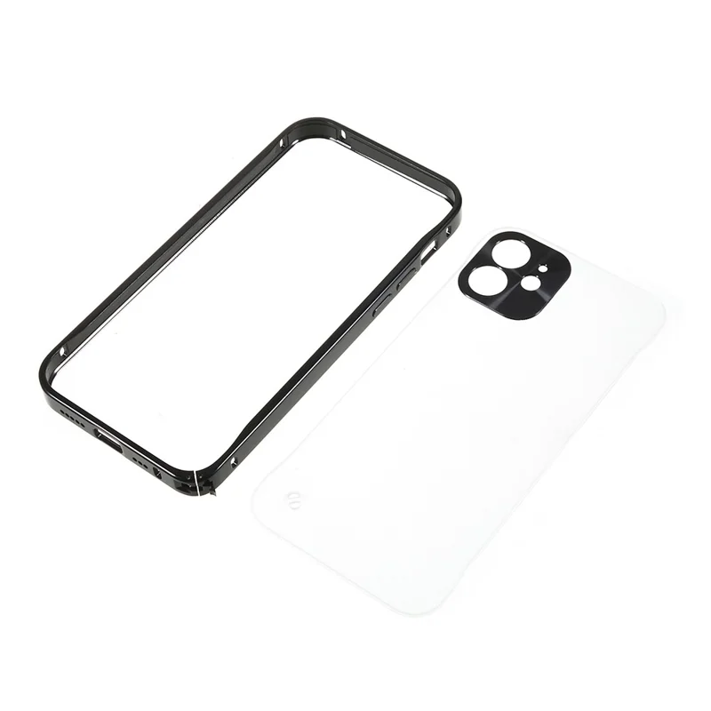 For iPhone 12 6.1 inch Drop-resistant Hard PC + Metal Matte Hybrid Phone Case Shell - Blue