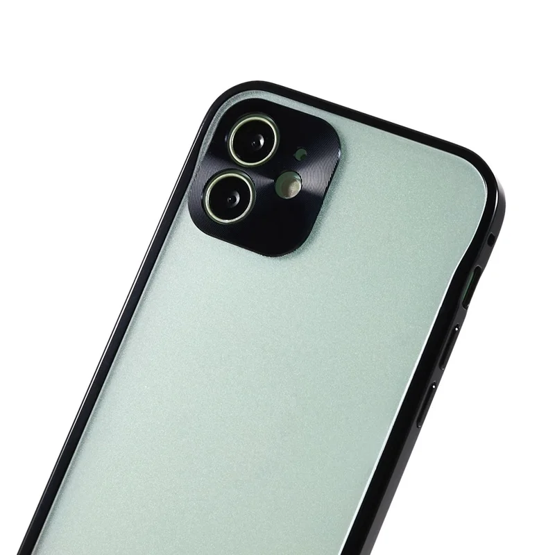 For iPhone 12 6.1 inch Drop-resistant Hard PC + Metal Matte Hybrid Phone Case Shell - Blue