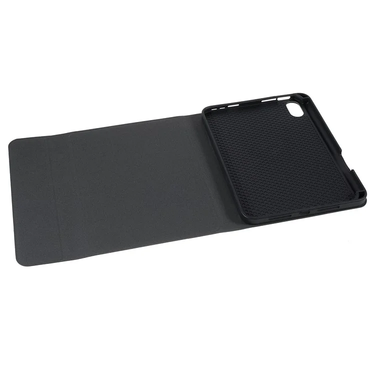 Kabellose Bluetooth-Tastatur + Automatisches Aufwach-/Ruhezustand-Design mit Stiftschlitz Tuchstruktur Tablet-Lederschutzschale für iPad mini (2021) - Schwarz