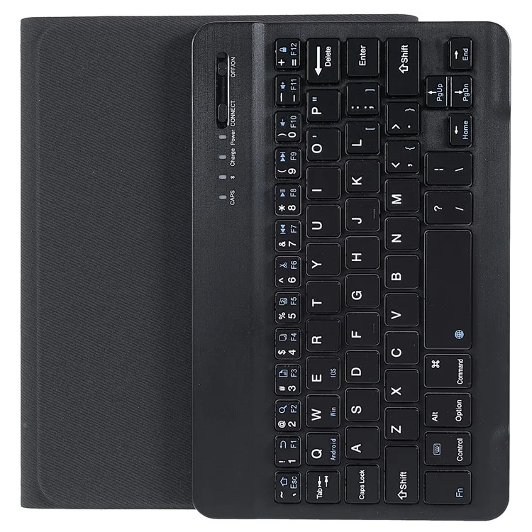 Kabellose Bluetooth-Tastatur + Automatisches Aufwach-/Ruhezustand-Design mit Stiftschlitz Tuchstruktur Tablet-Lederschutzschale für iPad mini (2021) - Schwarz