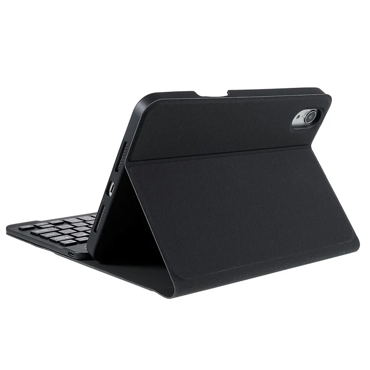 Kabellose Bluetooth-Tastatur + Automatisches Aufwach-/Ruhezustand-Design mit Stiftschlitz Tuchstruktur Tablet-Lederschutzschale für iPad mini (2021) - Schwarz