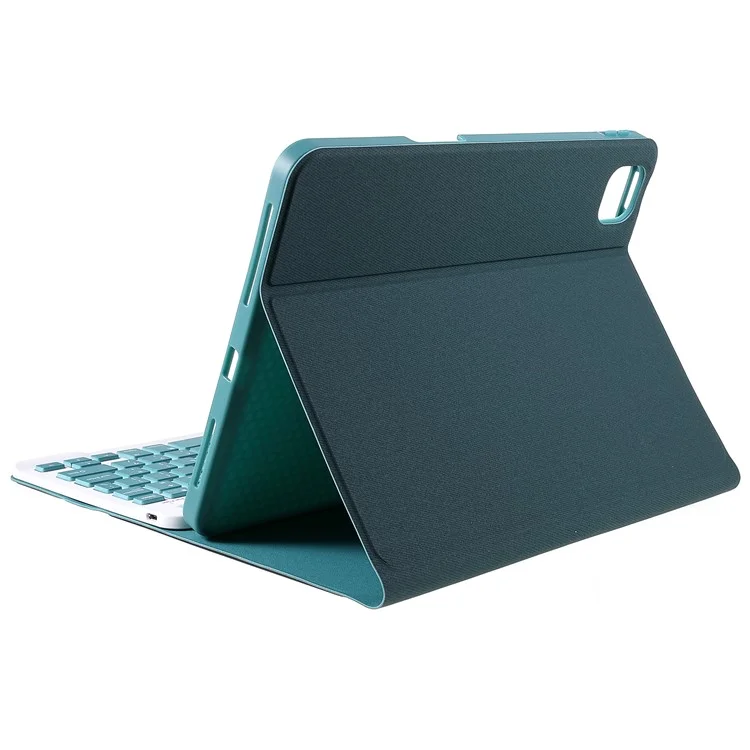 Pen Slot Holder Cloth Texture TPU Tablet Case with Bluetooth Wireless Keyboard for iPad Pro 11-inch (2021)/(2020)/(2018)/iPad Air (2020) - Green