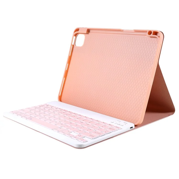 Custodia Tablet TPU Per Texture a Slot Penna Con Tastiera Wireless Bluetooth Per Ipad Pro 11 Pollici (2021)/(2020)/(2018)/iPad Air (2020) - Rosa