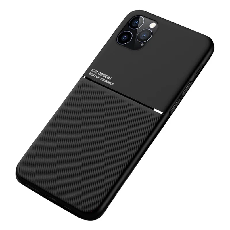 Imprinted Shockproof Phone Case TPU + PU Leather Coated Protective Cover for iPhone 12 Pro 6.1 inch - Black