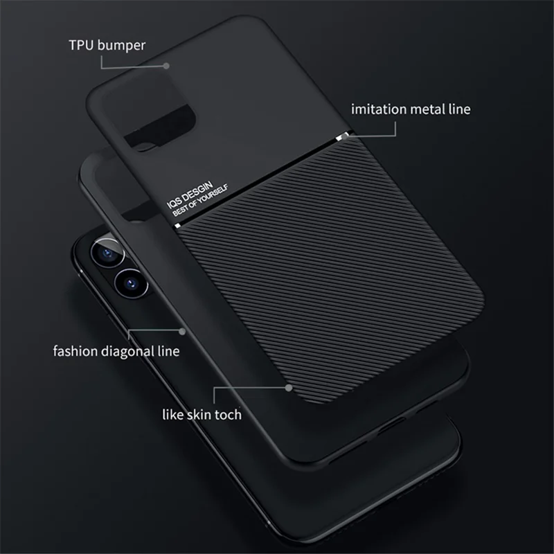 Imprinted Shockproof Phone Case TPU + PU Leather Coated Protective Cover for iPhone 12 Pro 6.1 inch - Black