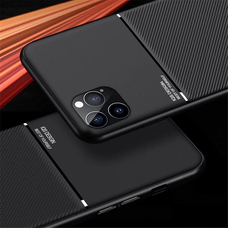 Imprinted Shockproof Phone Case TPU + PU Leather Coated Protective Cover for iPhone 12 Pro 6.1 inch - Black