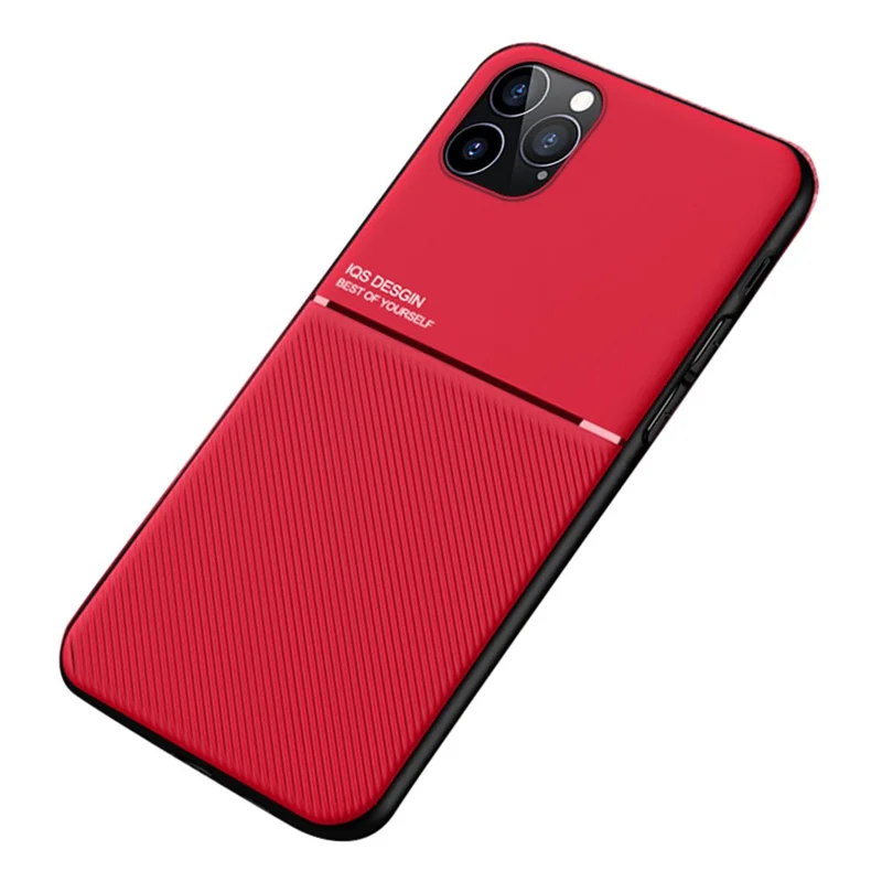Imprinted TPU + PU Leather Coated Phone Case Shockproof Protector for iPhone 12 Pro Max 6.7 inch - Red