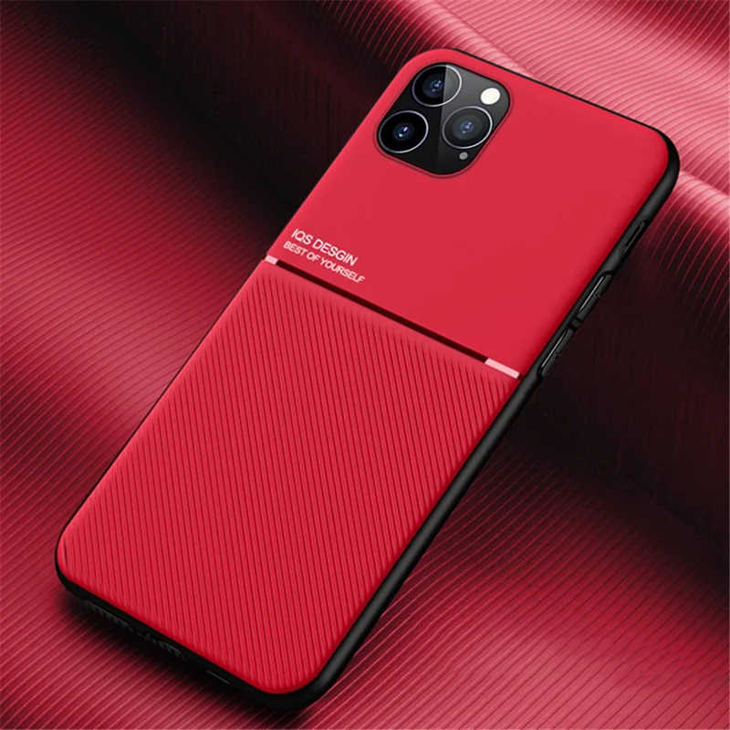 Imprinted TPU + PU Leather Coated Phone Case Shockproof Protector for iPhone 12 Pro Max 6.7 inch - Red
