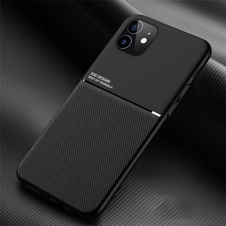 Anti-fingerprint Shockproof Phone Cover Mobile Phone Case TPU + PU Leather Protective Shell with Built-in Magnetic Metal Sheet for iPhone 12 mini 5.4 inch - Black