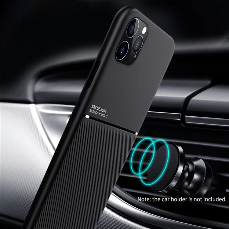 Anti-fingerprint Shockproof Phone Cover Mobile Phone Case TPU + PU Leather Protective Shell with Built-in Magnetic Metal Sheet for iPhone 12 mini 5.4 inch - Black
