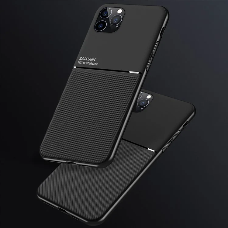 Anti-fingerprint Shockproof Phone Cover Mobile Phone Case TPU + PU Leather Protective Shell with Built-in Magnetic Metal Sheet for iPhone 12 mini 5.4 inch - Black