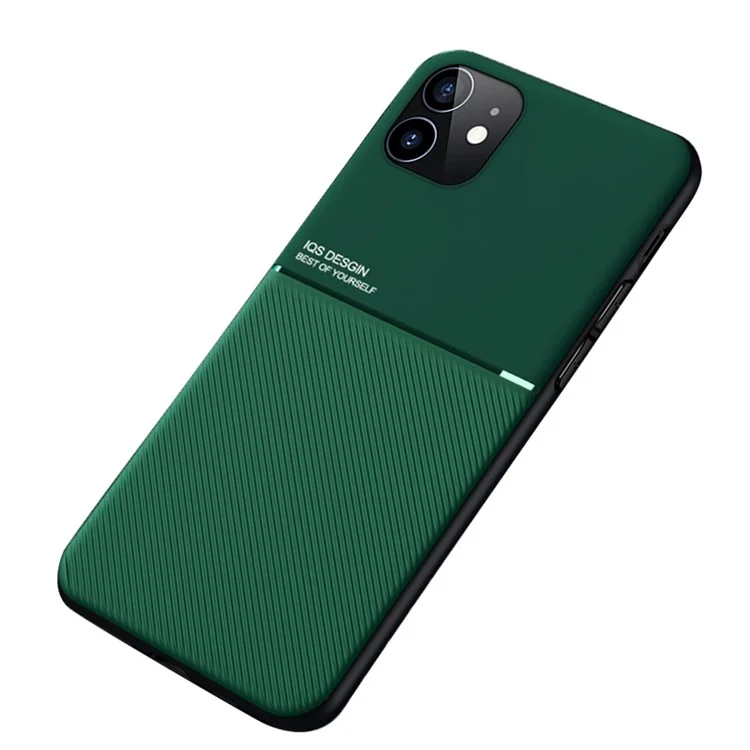 Caso De Telefone Celular À Prova De Choque Anti-impressão Digital Caso De Telefone Móvel TPU + PU Concha Protetora De Couro Com Folha De Metal Magnético Embutido Para IPhone 12 Mini 5,4 Polegadas - Verde