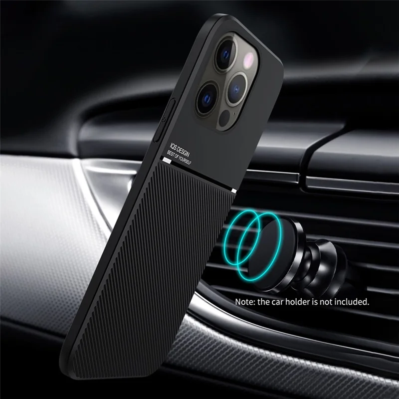 For iPhone 13 Pro 6.1 inch Textured Anti-drop TPU + PU Leather Precise Cutout Phone Case with Built-in Magnetic Metal Sheet - Red