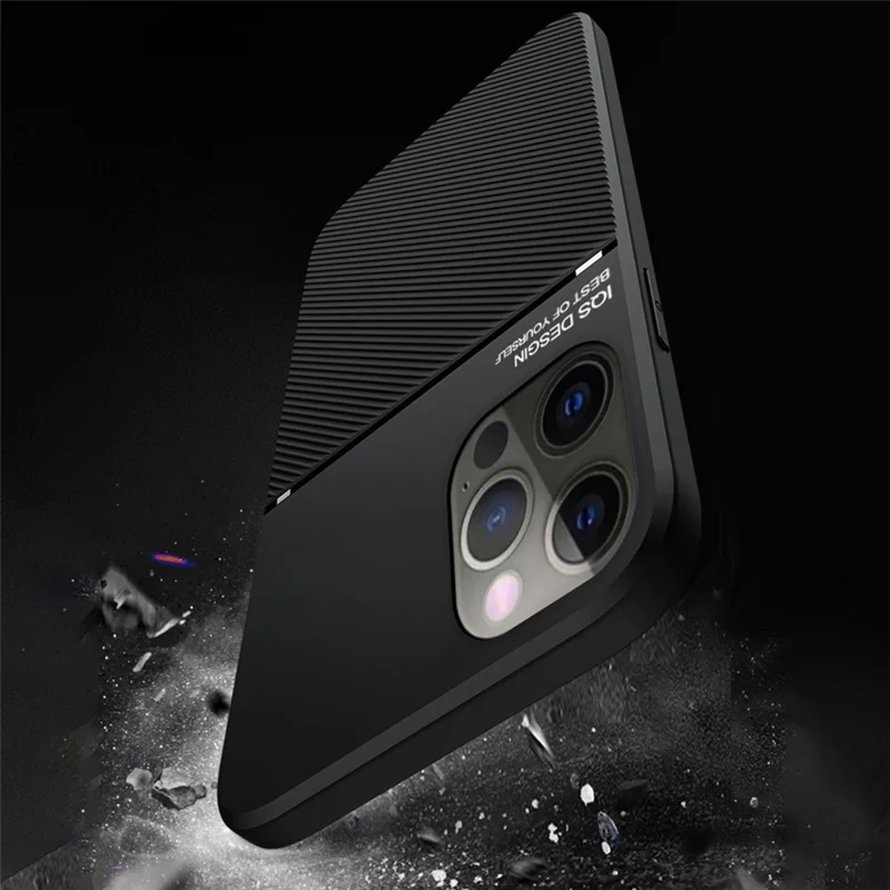 For iPhone 13 Pro 6.1 inch Textured Anti-drop TPU + PU Leather Precise Cutout Phone Case with Built-in Magnetic Metal Sheet - Red