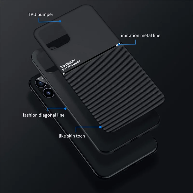 For iPhone 13 Pro Max 6.7 inch TPU + PU Leather Thin Textured Anti-fall Phone Case with Built-in Magnetic Metal Sheet - Red