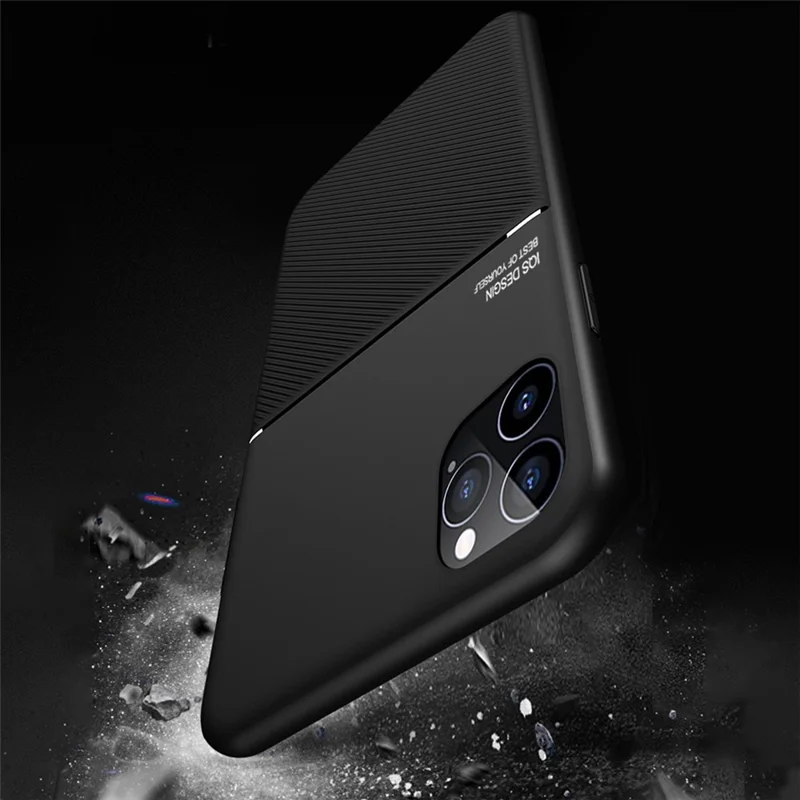 For iPhone 13 Pro Max 6.7 inch TPU + PU Leather Thin Textured Anti-fall Phone Case with Built-in Magnetic Metal Sheet - Red