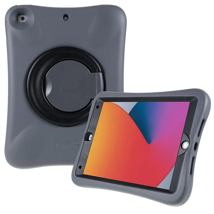 PEPKOO Étui pour Tablette à Support Pivotant à 360 Degrés Renforcé en Cadre EVA pour iPad 10.2 (2021) - Noir 